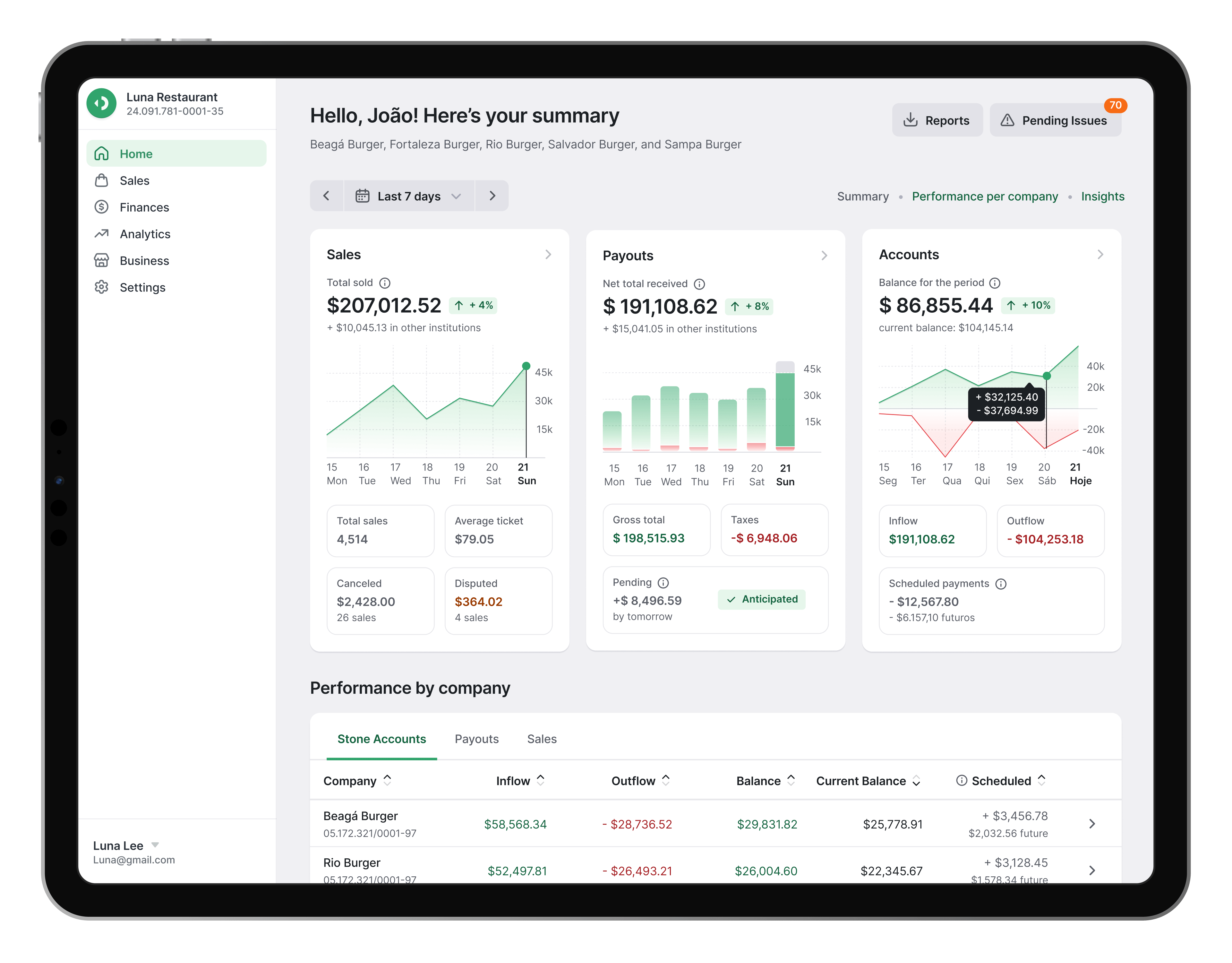 Stone POS cash management and reconciliation screen