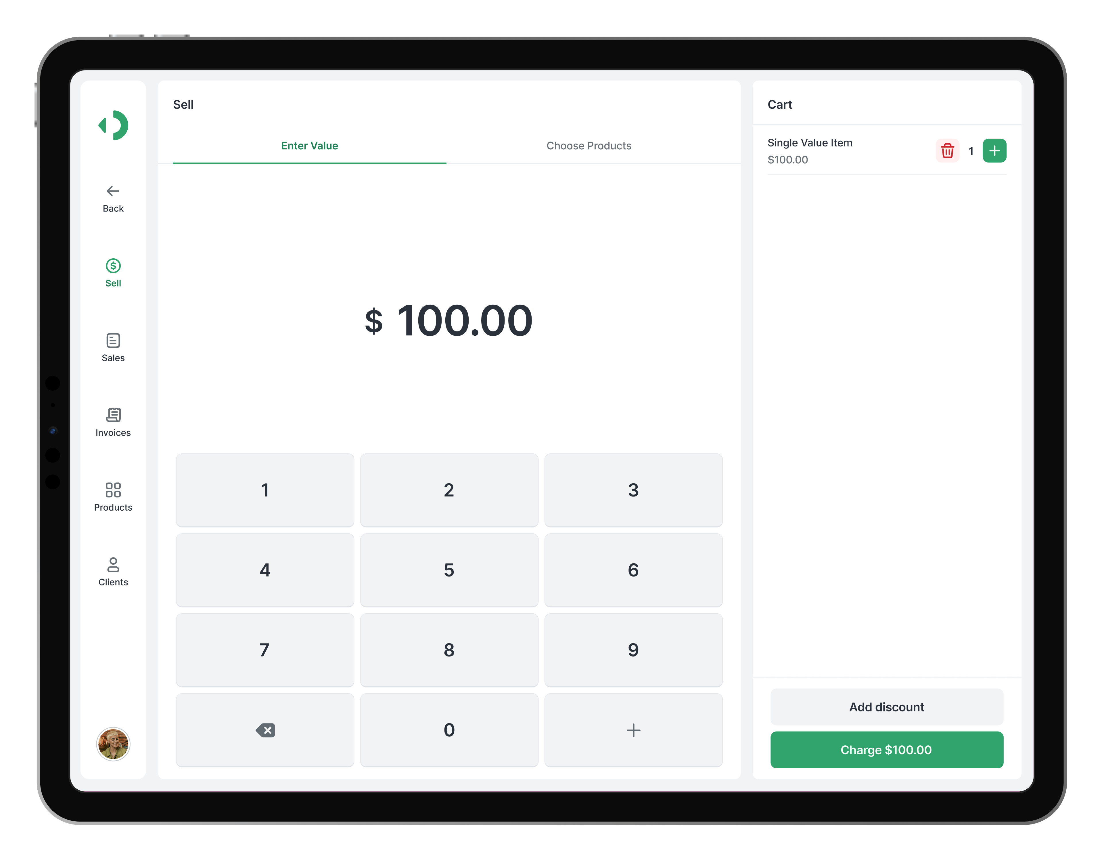 Stone POS sales interface step 1